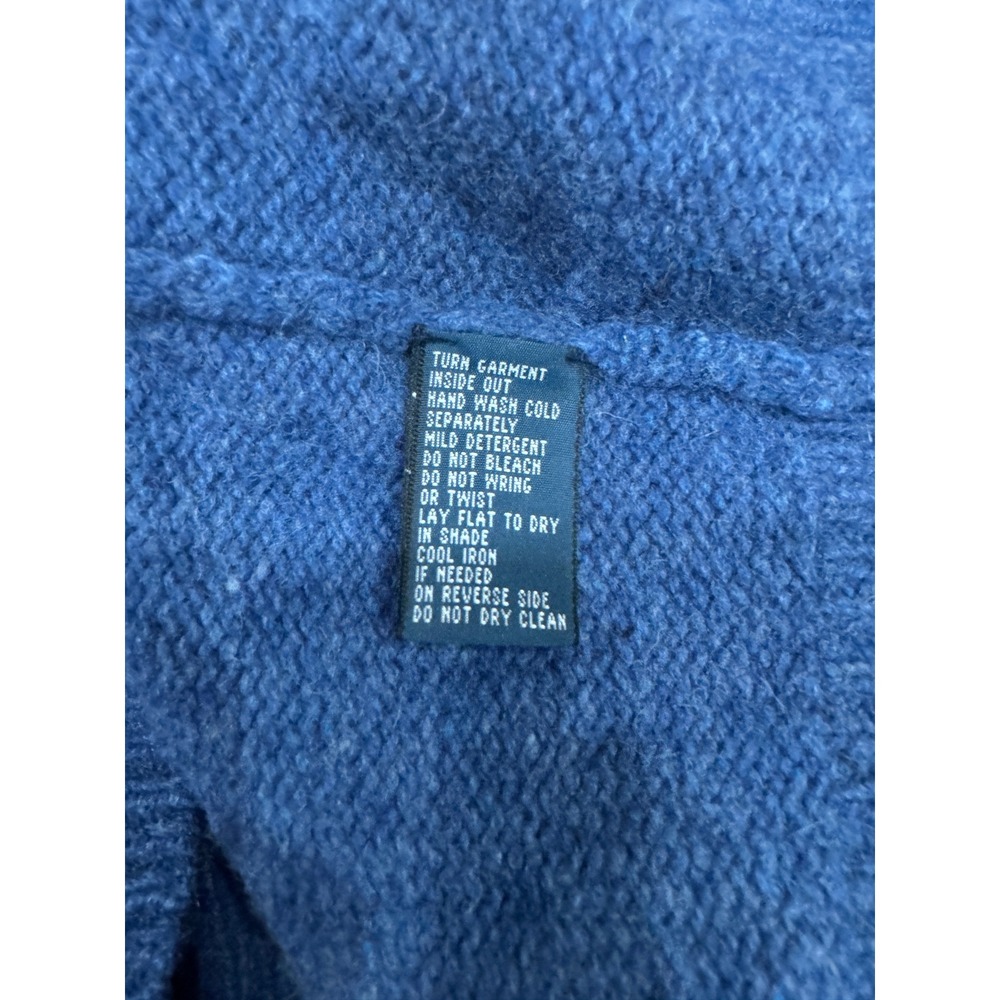 Polo Ralph Lauren Merino Wool Angora 1/4 Zip Sweater Blue XL Leather Pull - Picture 4 of 5